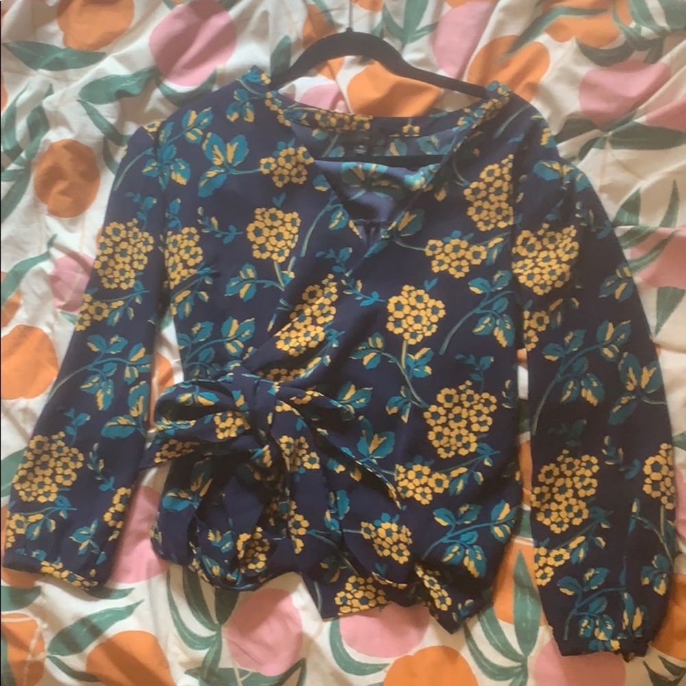 J Crew Flower Pattern Wrap Top - image 3